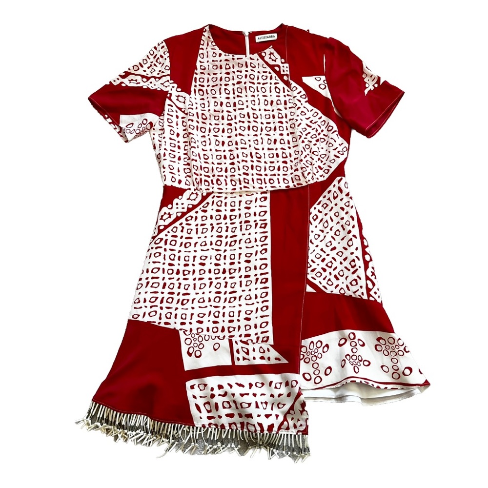 ALTUZARRA Tournelle Silk Short-Sleeve Bandana-Print Silk Dress Size 44 or 12 - Picture 3 of 13